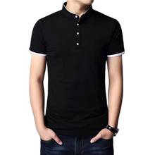 Pullover T shirts Fashion Summer Men Tshirt Stand Collar 4 Buttons Big Size Short Sleeve Casual Slim T-shrit Male Clothing 2024 - buy cheap