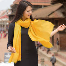 Bufanda de Cachemira Superfina para mujer, chal amarillo de alta calidad, tela Natural de 70x2020 cm, regalo de Navidad, 200S, invierno, 100% 2024 - compra barato