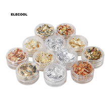 ELECOOL-pegatinas para decoración de uñas, 12 unidades/cajas, lámina dorada y plateada, Chip escamas 2024 - compra barato
