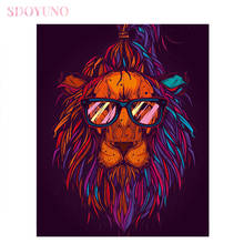 SDOYUNO-kit de pintura por números para adultos, cuadro de Leones coloridos, imagen por números, animales, arte de pared, decoración del hogar, 40x50cm 2024 - compra barato