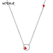 WYEAIIR Red Love Heart Circle Sweet Literary Couple Gift 925 Sterling Silver Clavicle Chain Female Necklace 2024 - buy cheap