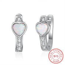 925 Sterling Silver Hoop Earrings for Women with Cubic Zirconia Heart Opal Earrings Couple Wedding Statement Jewelry Brincos 2024 - buy cheap