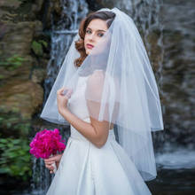 Véu de noiva com ponta de dedos, véu de noiva branco/marfim, comprimento até o dedo, para casamento 2024 - compre barato