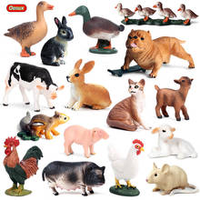 Фигурки животных Oenux из ПВХ, милая птица, гусь, утка, курица, свинья, корова, кошка, ферма, миниатюрные Развивающие игрушки для детей 2024 - купить недорого