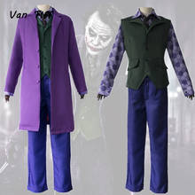 Joker Suit Heath Ledger Cosplay Clown Costume  The Dark Knight Purple  s Coat Shirt Pants Vest Mask Shoes 2024 - buy cheap