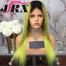 Lace Front Human Hair Wigs Brazilian Straight Remy Hair Bleached Knots 150% Density Ombre Green Color Transparent Lace Color 2024 - buy cheap
