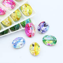 Laser color Oval Rhinestones Crystal K9 Glass for Jewelry Craft Pointback Crystal for Craft Glue on Clothing Garment Dress Beads 2024 - buy cheap