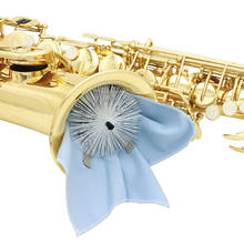 Alto Tenor Sax Saxophone Neck Pull Through Microfiber Cloth Swab With Brush Blue 2024 - buy cheap