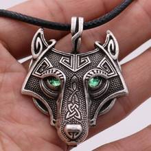Viking Icefield Wolf Head Necklace Nordic viking wolf head pendant Green red Eyed Wolf Head Pendant for Men 2024 - buy cheap
