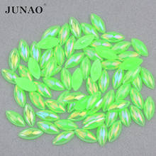 JUNAO 5*10mm 7*15mm Neon Green AB Flatback Pearl Rhinestone Horse Eye Strass Crystal Half Pearl Stickers for Jewelry DIY Crafts 2024 - buy cheap