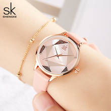 Shnegke Top Marca de Luxo Assistir Mulheres Brilho de Diamante Moda Relógios de Quartzo Pulseira de Couro Rosa das Mulheres Relógios Relogio feminino 2024 - compre barato