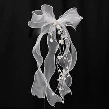 Hilo de seda flor velo dulce lazo Clip Simple novia barrettes crepé ropa para el cabello accesorios para el cabello de boda 2024 - compra barato