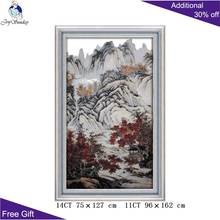 Joy Sunday-montañas y árboles rojos F153, decoración para el hogar, bordado de paisaje chino, kits de punto de cruz DIY 2024 - compra barato