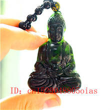 Colgante de Buda de Jade chino para hombre, colgante de cuentas de color verde y negro Natural, joyería, accesorios de moda, amuleto tallado, regalos 2024 - compra barato