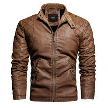 New Men Casual Motorcycle Leather Jackets Coat Men Fashion Stand Collar Faux Leather Jacket Coats Men jaqueta de couro 2024 - buy cheap