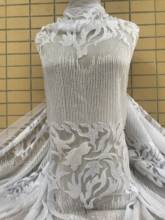 Хорошее качество 5 ярдов вышивка Тюлевая сетчатая кружевная ткань JIANXI.C-591808 с бусинами для свадебного платья 2024 - купить недорого
