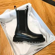 New Boots Women Ankle Boots Chunky Winter Shoes Platform Ankle Boots Slip On Elastic cloth Chunky Brand Designer Black Martens 2024 - buy cheap