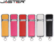 Jaster pendrive de couro, capacidade 100% real, 3 cores, 4gb, 8gb, 16gb, 32gb, 64gb, flash drive 2024 - compre barato