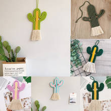 Tapiz de Cactus de macramé para colgar en la pared, juguete nórdico para decoración de habitación, plantas tejidas hechas a mano, adorno bohemio para habitación de bebé y niños 2024 - compra barato