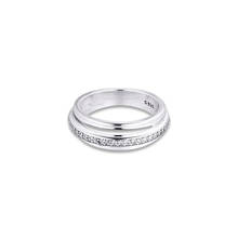 Anel com pulseira tripla de prata esterlina 2020, joia feminina de coração vazado, anéis estilosos de cristal para meninas 2024 - compre barato