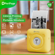 Peripage mini impressora térmica portátil bluetooth, impressora amarela a6 de 203dpi, etiqueta sem fio para celular android e ios 2024 - compre barato