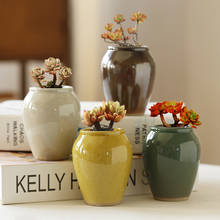 Home Garden Decoration Simple Bright Glaze Ceramic Mini Succulent Flower Pot Hand Painted Container Balcony Green Planting 2024 - buy cheap