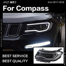 Lâmpada de farol automotiva akd, para jeep compass, acessórios para automóveis, led, drl, hid, bixão, 2014-2019 2024 - compre barato