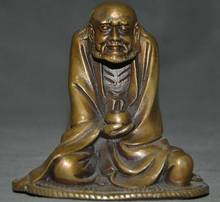 Antiga china budismo bronze segurar tigela damo bodhidharma dharma buda estátua 2024 - compre barato