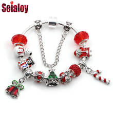 Seialoy-pulsera con abalorios de árbol de Navidad para mujer, brazalete de bolsa de regalo de Santa de cristal rojo Original, joyería fina, regalos 2024 - compra barato