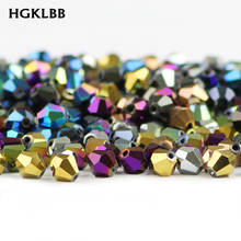 HGKLBB-cuentas de cristal austriaco bicono, bolas de 8mm, 30 unidades, color chapado, sueltas, para fabricación de joyas, pulsera, accesorios DIY 2024 - compra barato