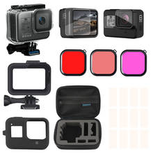 For Gopro Accessories Set for go pro hero 8 Black kit Waterproof housing case Tempered Film Red filter Frame Silicone Protector 2024 - buy cheap