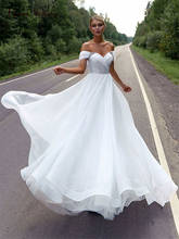Vestido de novia de corte en A, prenda de vestir con escote en forma de corazón, hombros descubiertos, espalda plisada, cristales, Estilo Vintage 2024 - compra barato