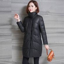 2019 Autumn Winter Women Fashion Loose Midi Genuine Leather Down Jacket Female Casual Real Sheepskin Coat Chaqueta Mujer R232 2024 - buy cheap