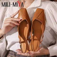 MILI-MIYA New Arrival Women Genuine Leather Pumps Round Toe Solid Color Thick Heels Sling Back Buckle Strap Casual Shoes 2024 - buy cheap