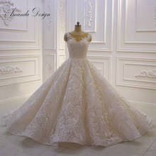 Vestido de casamento com pérolas e laço feminino, roupão de casamento com pérolas 2024 - compre barato