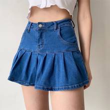 Women Jeans Skirts High Waist Pleated Zipper Mini Skirts Summer Streetwear Bottom Y2K Skinny Blue Sexy Black Denim Skirt 2024 - buy cheap