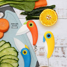 Mini faca dobrável de cerâmica, faca adorável de bolso portátil para piquenique, papagaio, pássaro, vegetais, frutas, ferramenta de cozinha, 1 peça 2024 - compre barato