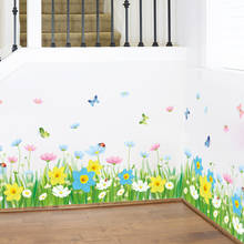 Colorful Flowers Baseboard Room Decoration Beautiful Butterfly Wall Stickers Art Vinyl Wall Mural Fashion Home Decor Waterproof 2024 - buy cheap