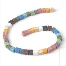 Cubic Square Colourful Lava Stone Beads Volcanic Rock Aromatherapy Essential Oil Diffuser Round Loose Beads 2024 - buy cheap