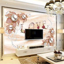 Custom wallpaper 3d luxury flower jewelry TV background wall painting 8d papier peint murals 9d decorative painting wallpaper 2024 - buy cheap