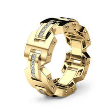 Modyle masculino grande zircão anel de pedra moda rosa ouro casamento jóias festa de luxo anéis de casamento para homem 2024 - compre barato