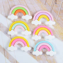 10Pcs Flat back Rainbow Cloud Resin Cabochons Embellishments for Scrapbooking Crafts DIY Hair Bows Centers Accessories 20*30mm 2024 - buy cheap