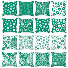 Green Hand Painted Flowers Polyester Print Decorative Pillowcase Sofa Cushions Nordic Style Cushion Cover Living Room Home Decor 2024 - buy cheap