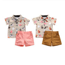 Roupas infantis de verão, 0-5 anos, conjuntos com camisa e short de manga curta com estampa de animais para meninos, 2 peças 2024 - compre barato