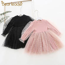 Bear Leader/милый костюм для маленьких девочек; Новинка 2021 года; Детское Хлопковое платье в стиле пэчворк с длинными пышными рукавами для девочек; Платья принцессы 2024 - купить недорого