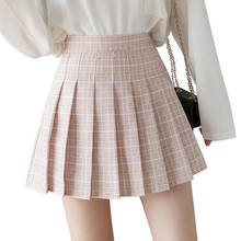 Faldas plisadas de cintura alta para mujer, minifalda plisada a cuadros, estilo Preppy, para verano 2024 - compra barato