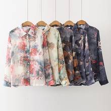 Moda coffion blusas protetor solar feminino floral manga comprida blusa camisas impressão camisas soltas 2024 - compre barato