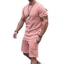 Fashion Men's Casual Cotton Short-sleeved Shirt Shorts 2-piece Suit 2021 Summer Men's Suit Cotton Fabric Casual Sportswear Slims 2024 - buy cheap