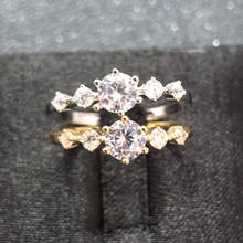 Exquisite Women Rose Gold Crystal Zircon Ring Princess Engagement Party Ring Anniversary Gift Bride Wedding Jewelry Ring 2024 - buy cheap