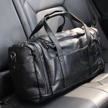 Fashion Big Leather Men's Travel Bag Short Trip Luggage Organizer Travel Tourism Sports Training Bag Bolsa De Viagem 2024 - buy cheap